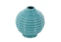 Blue Textured Ceramic Vase-Set Of 3 - Front