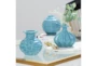 Blue Textured Ceramic Vase-Set Of 3 - Room