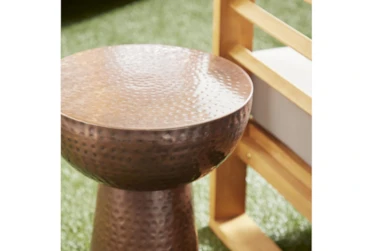 Hammered Copper Metal Drum Accent Table