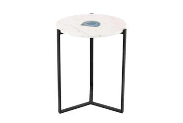 17 Inch Modern Marble Agate Accent Table