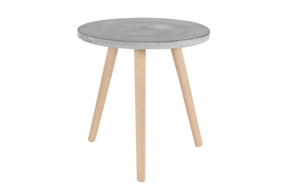 17" Contemporary Beech Wood And Grey Fiber Clay Round Table