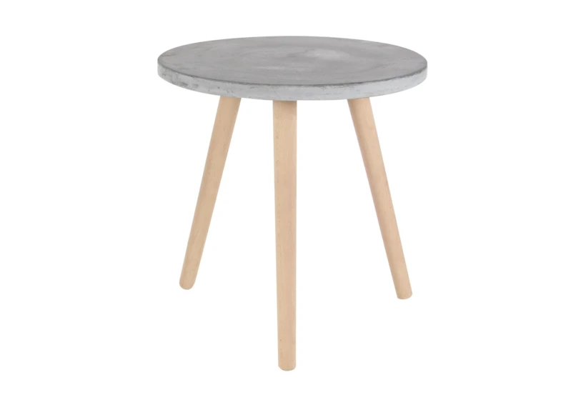 17" Contemporary Beech Wood And Grey Fiber Clay Round Table - 360