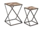 Geometric Wood And Metal Accent Tables-Set Of 2 - Side