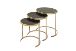 Metallic Gold And Black Nesting Accent Tables-Set Of 3