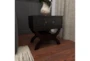 Traditional Espresso Brown Wood & Leather End Table With Drawer, Buckles & Decorative Studs - Room