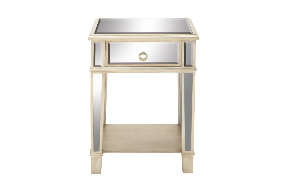 27" Gold And Mirror End Table