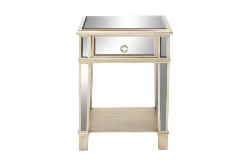 27" Gold And Mirror End Table - 360