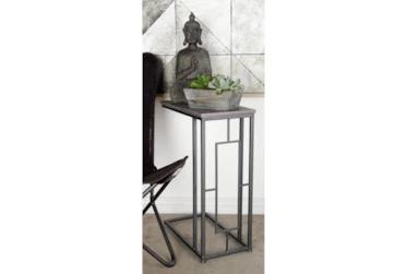 Contemporary Stained Iron And Mdf Wood Rectangular Accent Table