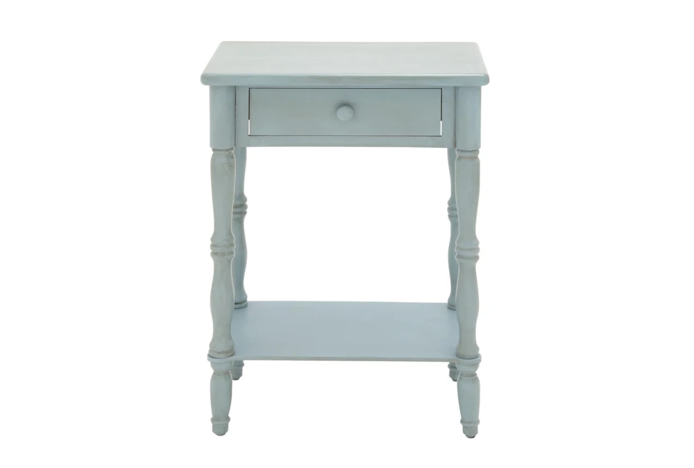 31" Farmhouse Light Turquoise One-Drawer End Table