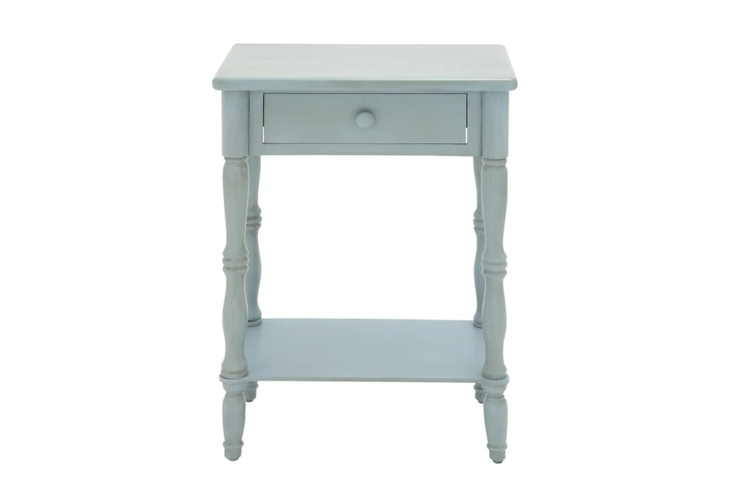 31" Farmhouse Light Turquoise One-Drawer End Table - 360