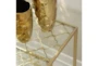 Metallic Gold Metal & Glass Nesting Accent Tables With Quatrefoil Grid Pattern-Set Of 3 - Detail