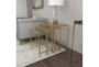 24" Metallic Gold Metal & Glass Nesting Accent Tables W/Quatrefoil Grid Pattern-Set Of 3 - Room
