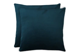 20X20 Set Of 2 Superb Peacock Teal Blue Velvet Throw Pillow