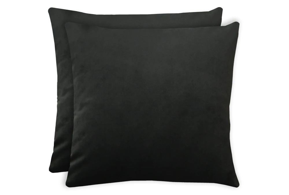 20X20 Set Of 2 Superb Gunmetal Black Velvet Throw Pillow