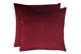 20X20 Set Of 2 Superb Wine Red Burgundy Velvet Throw Pillow