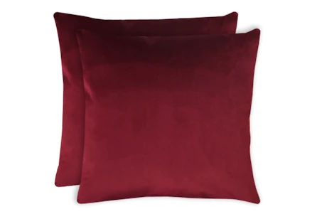 20X20 Set Of 2 Superb Wine Red Burgundy Velvet Throw Pillow