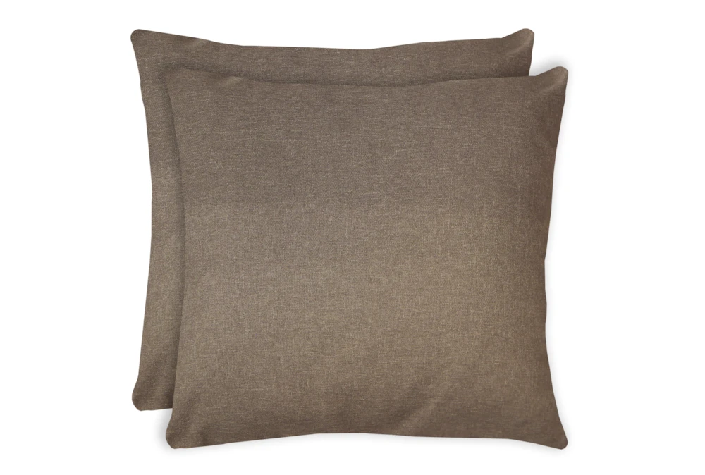 24X24 Set Of 2 Jitterbug Taupe Brown Linen Throw Pillow