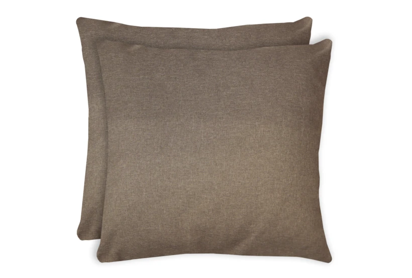 24X24 Set Of 2 Jitterbug Taupe Brown Linen Throw Pillow - 360