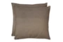 24X24 Set Of 2 Jitterbug Taupe Brown Linen Throw Pillow - Signature