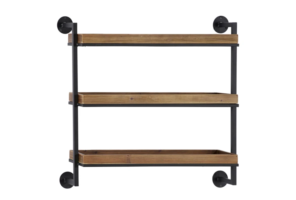 Wood + Metal Shelf With 3 Shelves