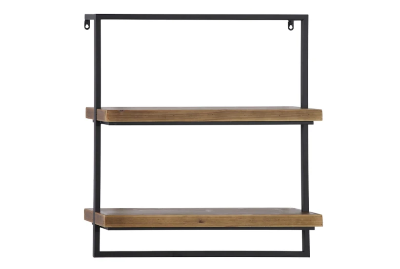 Wood + Metal Shelf With 2 Shelves - 360