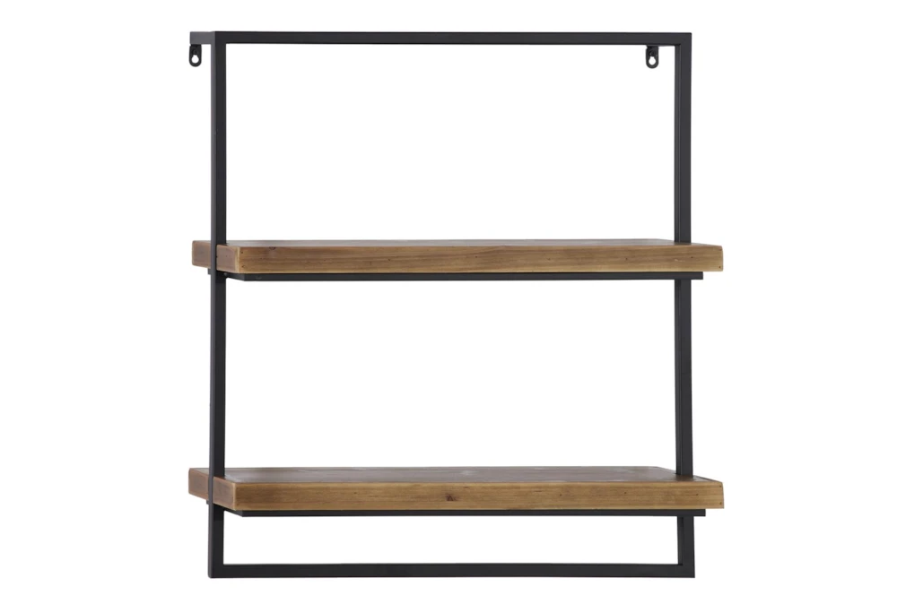 Wood + Metal Shelf With 2 Shelves