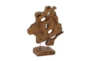 19 Inch Natural Teak Wood Sculpture On Stand - Signature