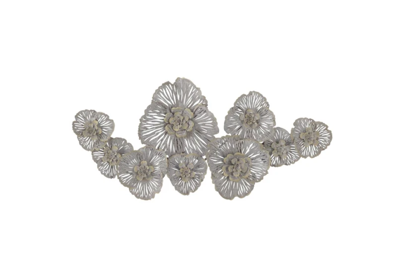 Metal Grey And Gold Flower Wall Decor - 360