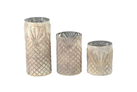 Antiqued Textured Glass Candle Holders-Set Of 3 - Main