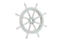 White And Aqua Wood Ship Wheel Wall Decor - Material