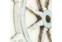 White And Aqua Wood Ship Wheel Wall Decor - Detail