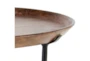 19 Inch Small Round Black Metal And Wood Accent Table - Detail