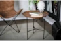 19 Inch Small Round Black Metal And Wood Accent Table - Room
