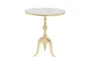 22" Traditional Aluminum And Stone Accent Table With Marble Top - Signature