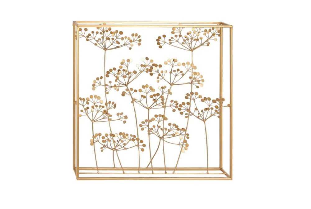 Framed Gold Metal Floral Wall Decor