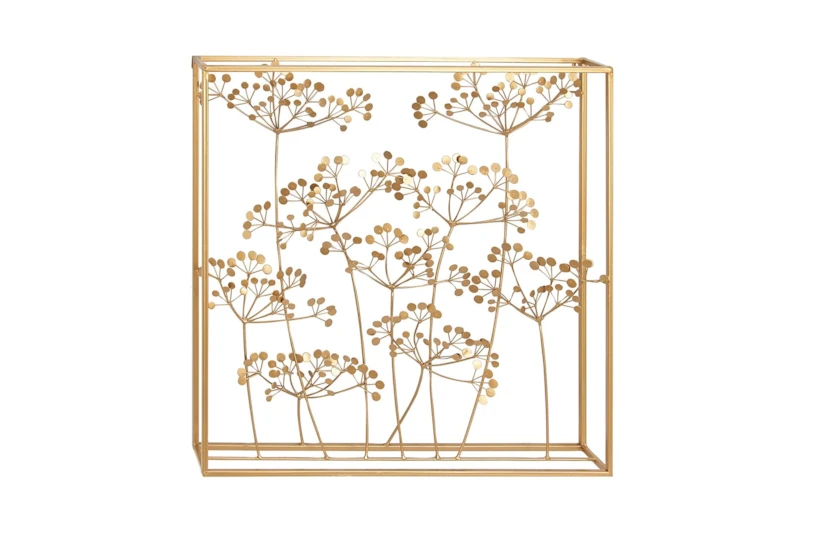 Framed Gold Metal Floral Wall Decor - 360