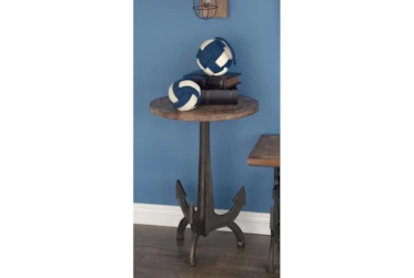 Small Wood And Metal Anchor End Table