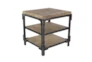 Industrial 3-Tiered Bracketed Wooden End Table - Side