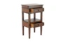 Large Rectangular Stained Brown Wooden End Table With 2-Tiered Design - Storage