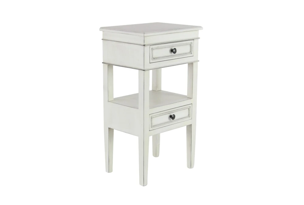 29" Matte White Wooden Accent Table With 2 Drawers