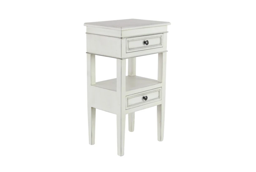 29" Matte White Wooden Accent Table With 2 Drawers - 360