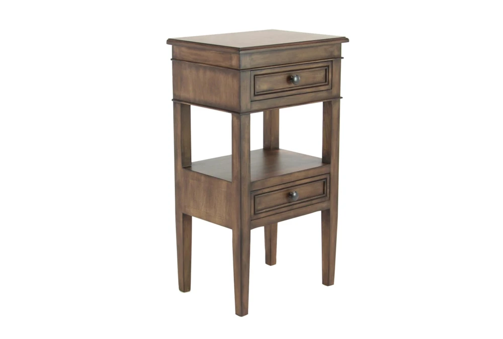 29" Wood 2 Drawer Accent Side Table