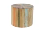 18" Light Brown Reclaimed Wood Drum Accent Table - Material