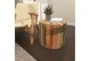 18" Light Brown Reclaimed Wood Drum Accent Table - Room