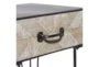 26" Modern Iron And Wood Accent Table With Chevron Patterned 1-Drawer - Detail