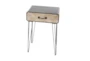 26" Modern Iron And Wood Accent Table With Chevron Patterned 1-Drawer - Material