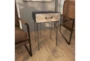 26" Modern Iron And Wood Accent Table With Chevron Patterned 1-Drawer - Room