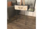 26" Modern Iron And Wood Accent Table With Chevron Patterned 1-Drawer - Room
