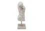 White Cracked Torso Sculpture On Stand - Side