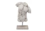 White Cracked Torso Sculpture On Stand - Signature